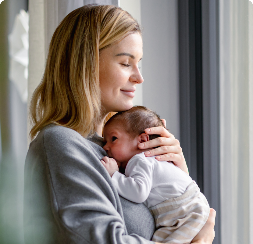 mom and baby at home